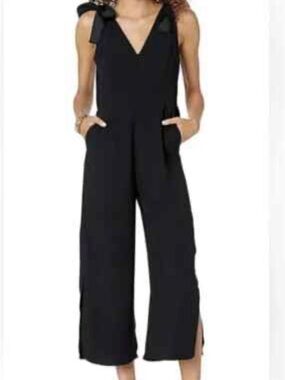 Lilly Pulitzer Black Tie-Shoulder Wide-Leg Jumpsuit